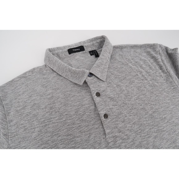 Theory Other - Theory Mens XXL Bron C Anemone Polo Shirt Gray Heather Short‎ Sleeve Button 2XL